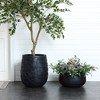 LuxenHome 17.5" Dia Round Concrete Planter Large Outdoor Indoor Plant Pot with Drainage Hole and Plug Modern Black Geometric Flower Pot - 4 of 4