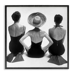 Stupell Industries Women Sitting Beach Monochrome Vintage Swimsuits Flippers Framed Giclee Art - 1 of 4