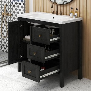 36 Inch Bathroom Vanity with Ceramic Sink Bathroom Storage Cabinet with 2 Doors amd 3 Drawers 2 Doors - 1 of 4