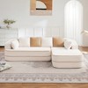 Aukfa 106" Fluffy Teddy Fabric Oversized Modular Sectional 3-Seats Sofa with L-Shaped Chaise for Living Room,Camel - 2 of 4