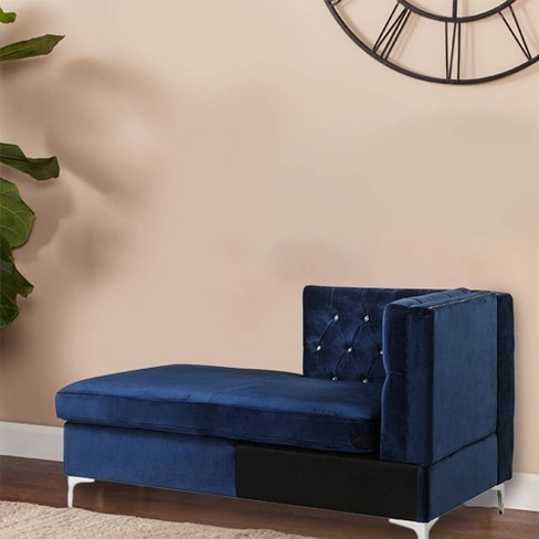 Blue velvet chaise online lounge chair