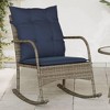 vidaXL Patio Rocking Chair with Cushions Gray Poly Rattan - 2 of 4