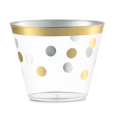 Smarty Had A Party 9 oz. Clear w/ Gold Dots Plastic Party Cups - 240 pcs