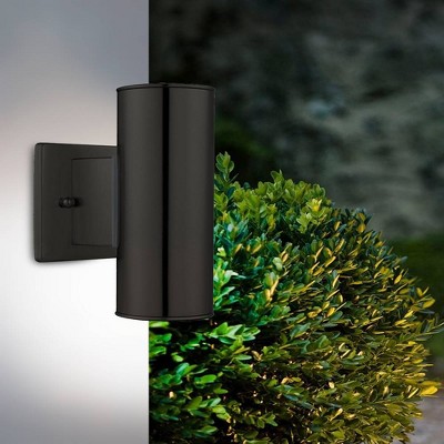 Riga Sleek Matte Black Cylinder Outdoor Wall Light