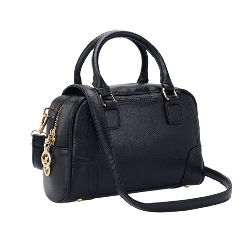 INSPIRE CHIC Purse for Women Vegan Leather Crossbody Bags Top Handle Dome Satchel Bag with Strap Brown 10.2*3.9*6.7 inches