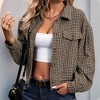Plaid Shirt Jacket - Women's Short Long Sleeve Button Up Top Coat Jacket - 3 of 4