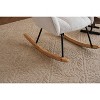 PDTEND Mid Century Modern Teddy Fabric Upholstered Rocking Chair with High Backrest and Pillows - Ivory - 4 of 4