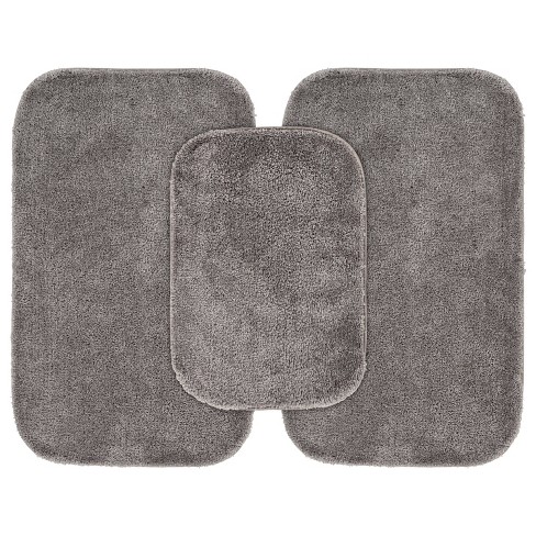 3pc Traditional Nylon Washable Bathroom Rug Set Gray - Garland Rug : Target