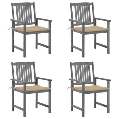 Garden Chair Set of 4 Grey Solid Acacia wood vidaXL
