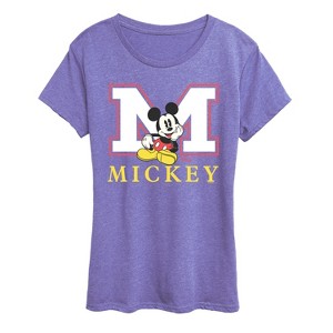 Women's - Disney - Mickey M Block Letter Short Sleeve Graphic T-Shirt - 1 of 3