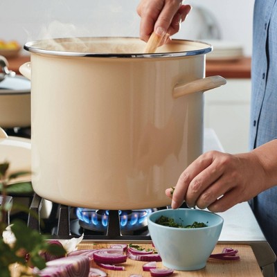 Rachael Ray 12qt Enamel-on-Steel Induction Stockpot with Lid Almond