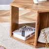 FURNIinspire Coffee Tables Hexagonal MDF Coffee Table with Pattern Stickers and Multi Hole Design for Living Room Bedroom, Brown, 25"*21.6"*14" - 4 of 4