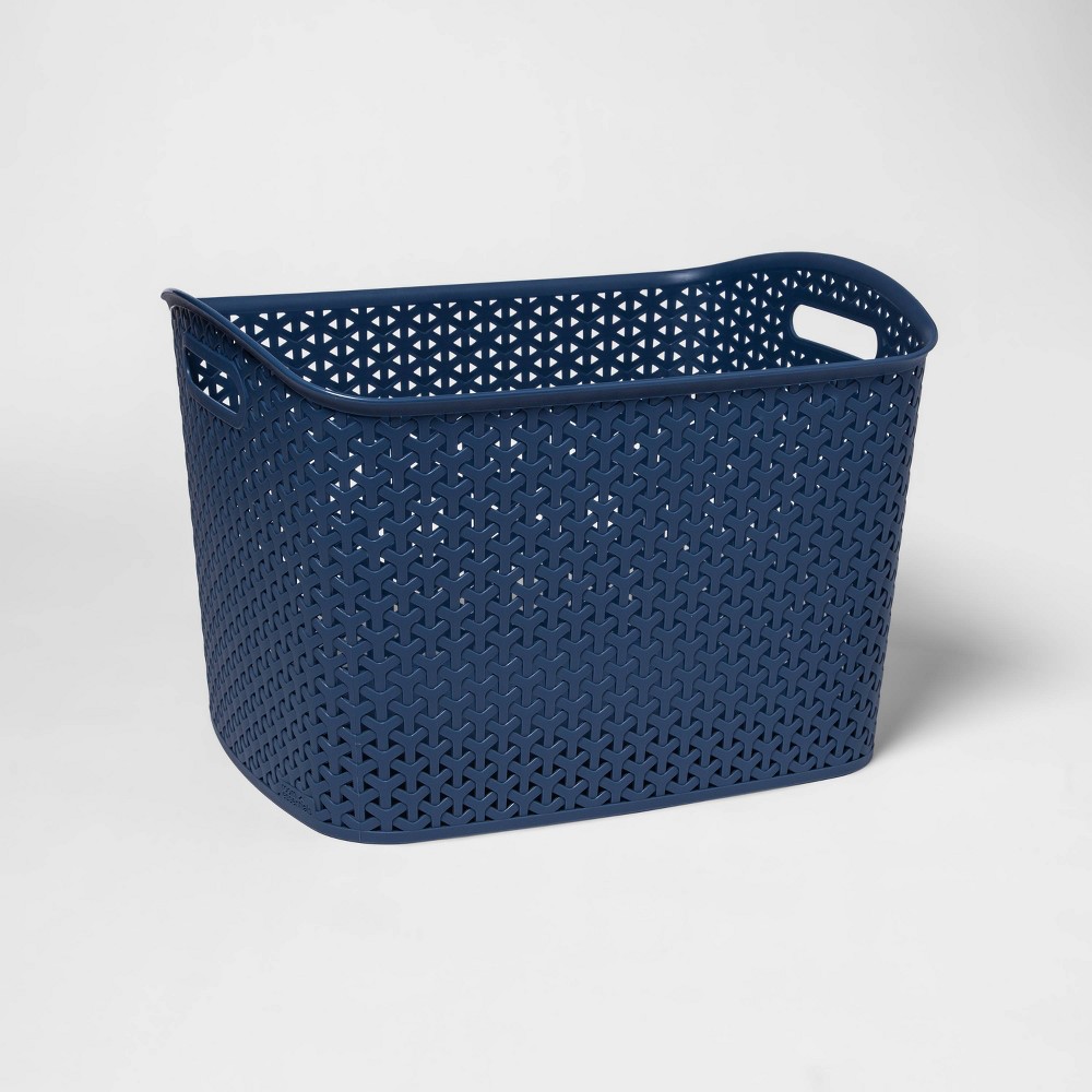 Y-Weave XL Curved Decorative Storage Basket Shallow Blue - Room Essentials