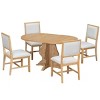 5-Piece Oak-Finish Rustic Dining Set for 4, Oval Extendable Dining Table with Wood Base, 4 Upholstered Dining Chairs for Dining Room - Panipeachy - 3 of 4