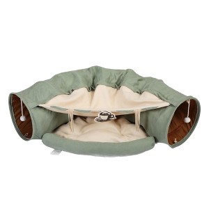 Cat's Telescopic Tunnel Cushioned Bed Pet Nest Teasing Balls Zipper Connection Feline Supplies, Bright Green - 1 of 4