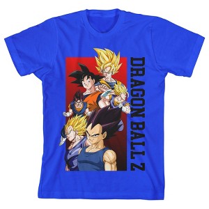 Bioworld Dragon Ball Z Vegito Character Group Youth Royal Blue Graphic Tee - 1 of 3