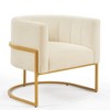 Velvet Upholstered Accent Chair with Golden Metal Frame, Mid-Century Modern Leisure Chair with Curved Backrest, Stylish & Comfortable Armchair - 2 of 4