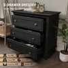 3 Drawer Dresser ,  Wood Chest of Drawers Bedroom Dresser, Rustic Small Drawers Dressers Nightstand Wooden Closet Storage Cabinet - 4 of 4