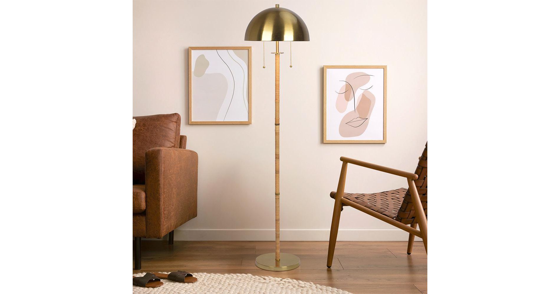 GDFStudio Salta Modern Floor Lamp with Slim Tall Design, Gold