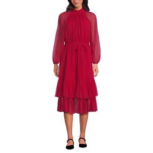 Lands' End Women's Crinkle Chiffon Ruffle Dress - 1 of 4