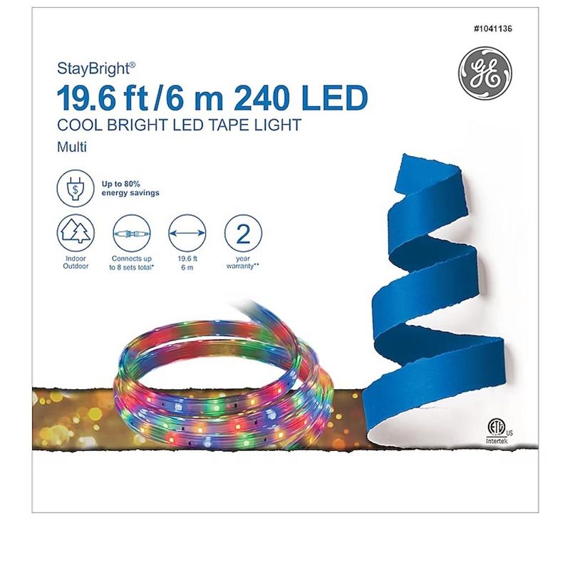 GE StayBright 240 Count Cool Bright LED Tape Light Multi Color, 2 of 4