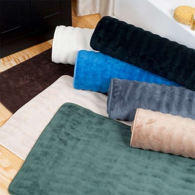 Blue Microfiber Memory Foam 2-Piece Bathroom Rug Set