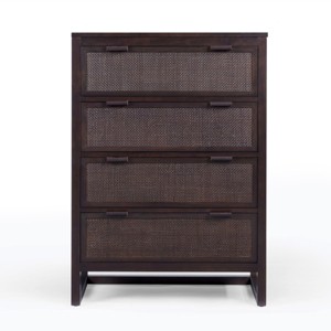 Teamson Home Hatteras Dresser with 4 Rattan Inlay Drawers, Faux Leather Pulls & Deep Storage - 1 of 4