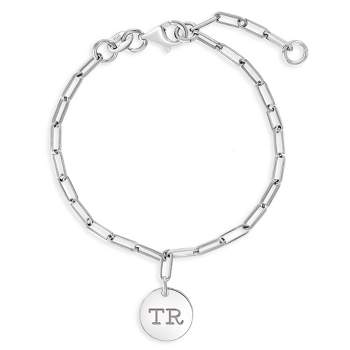 Girls' Round Engravable Tag Paperclip Bracelet Sterling Silver - In Season Jewelry