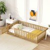 TIRAMISUBEST Twin/Full/Queen Size Floor Bed with Fence and Door, Rubber Wood Floor Platform Bed Montessori Bed Toddler Bed with Safety Guardrails - 3 of 4