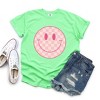 Simply Sage Market Women's Pink Checker Smiley Face Short Sleeve Garment Dyed Tee - 3 of 4