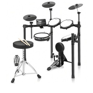 Coucheta 5-Drum Electronic Set - Quiet Mesh Pads, 390 Sounds, with Kick Pedal, Throne, Headphones, Drumsticks, USB MIDI, for Beginners - 1 of 4