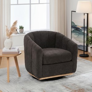 Merax 360° Swivel Pumpkin Barrel Chair with Metal Base - 1 of 4