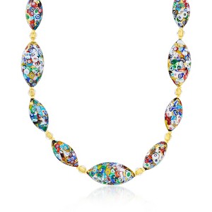 Ross-Simons Italian Multicolored Murrine Murano Glass Oval Bead Necklace in 18kt Gold Over Sterling Size 18 - 1 of 4