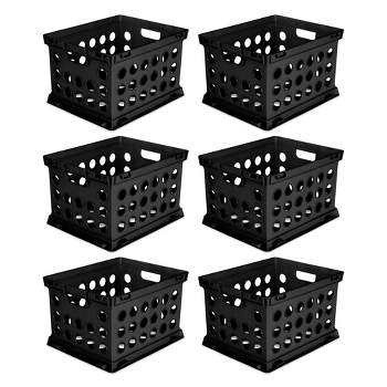 Sterilite File Crate, Stackable Plastic Open Storage Bin with Handles, Organize Files at Home, Garage, Office, School, Black, 6-Pack