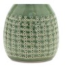 Punched clay terracotta container 7.25 inch height in green and white for home decor Melrose - 3 of 3