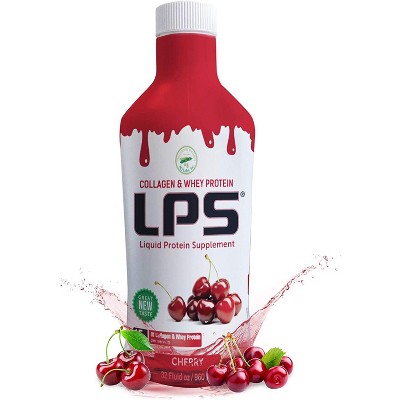 Nutritional Designs LPS Collagen & Whey Liquid Protein Supplement Cherry Flavor Drink for Skin, Muscle & Joint Health, 32 fl oz
