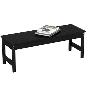 Outsunny 47" 2-Person Outdoor Bench, HDPE Garden Bench Seat, Backless Slatted Patio Bench, Rot and Fade Resistant for Yard, Porch, Park - 1 of 4