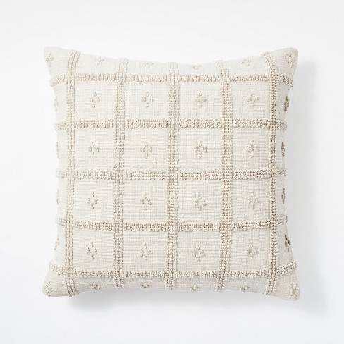 Woven Cotton Tufted Square Throw Pillow Cream - Threshold™ designed with Studio McGee - image 1 of 4