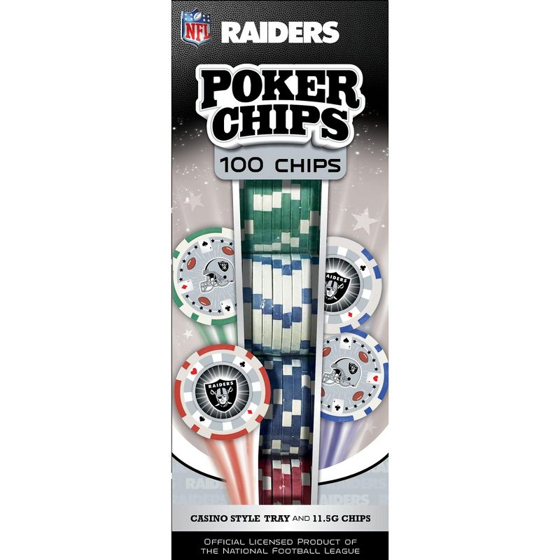 MasterPieces Casino Style 100 Piece Poker Chip Set - NFL Las Vegas Raiders, 1 of 8