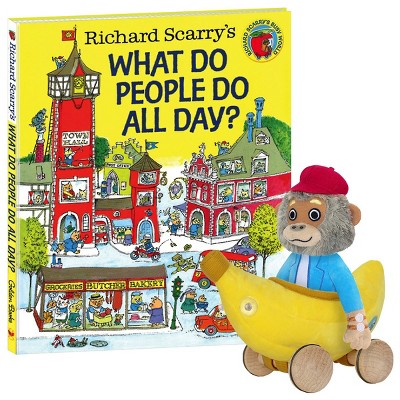 Yottoy Bananas Gorilla Soft Toy & Richard Scarry Hardcover Book - Soft Plush & Book