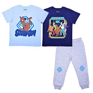 Warner Bros Boy's 3-Pack Scooby-Doo Mystery Inc Short Sleeve Graphic Tees and Jogger Pant Set - Blue, Grey / Size 4T - 1 of 4