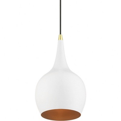 Andes Mini Pendant in Shiny White with Polished Brass Accents