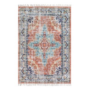 4'x6' Woven Medallion Accent Rug Red - Anji Mountain: Handmade Flat Pile, Fair Trade Certified, Traditional Style - 1 of 4