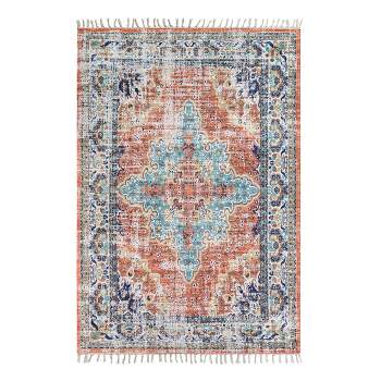 4'x6' Woven Medallion Accent Rug Red - Anji Mountain