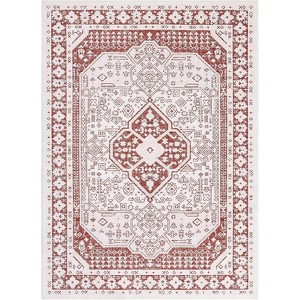 Oriental Vintage Bordered Area Rug - Non-Slip Ultra-Thin Washable Carpet for Living Room, Bedroom, Dining Room & Office - 1 of 4