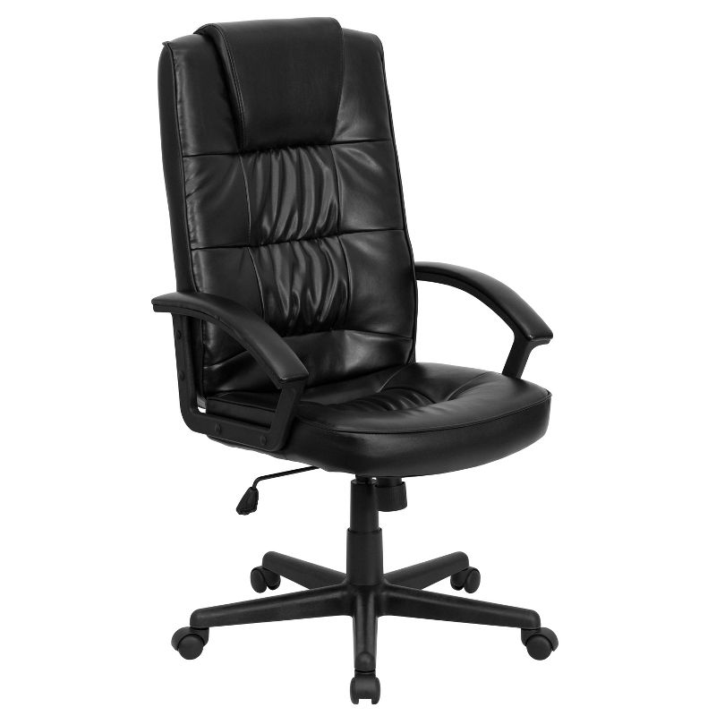Flash Furniture Nora High Back Black LeatherSoft Executive Swivel Office Chair with Arms, 1 of 6