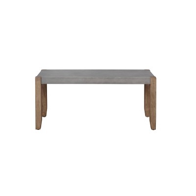 Alaterre Furniture 40" Davenport Faux Concrete and Wood Bench Light Amber: Modern Rectangular Entryway Seating with Storage