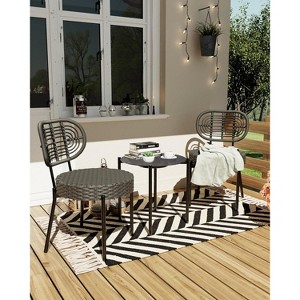 3 Piece Patio Bistro Set, Outdoor Wicker Chairs with Table, Rattan Patio Furniture Set for Outdoor, Patio, Deck, Backyard - 1 of 4
