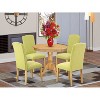 Modern Round Dining Set 5Pc - 36" Table & 4 Chairs - Oak Legs, Linen Fabric - HomeStock - 2 of 4