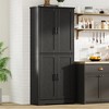 Homhougo 70in Tall Kitchen Pantry Cabinet, Freestanding Storage Cabinet with 4 Doors and Adjustable Shelves, Large Utility Hutch Cupboard Black - 4 of 4